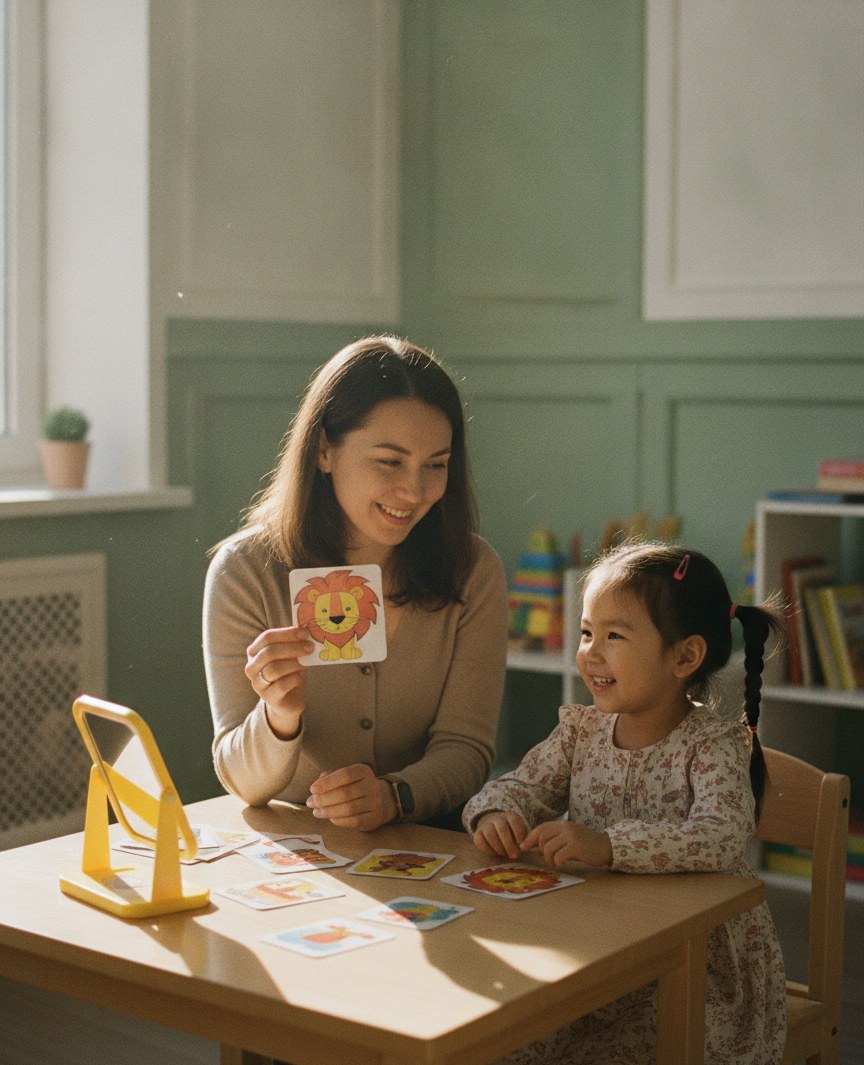 Girl in a speech therapy session